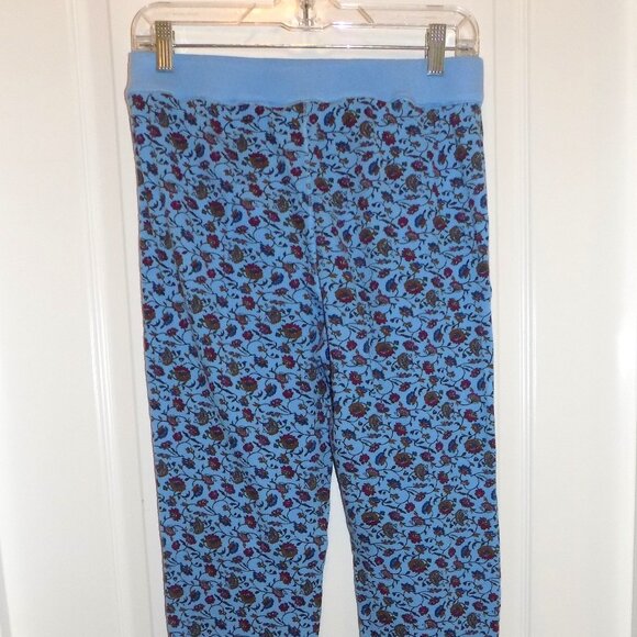 SUNDANCE Thermal Blue Floral Knit Pants Small Joggers PJ Bottom Boho Leggings - Picture 2 of 5